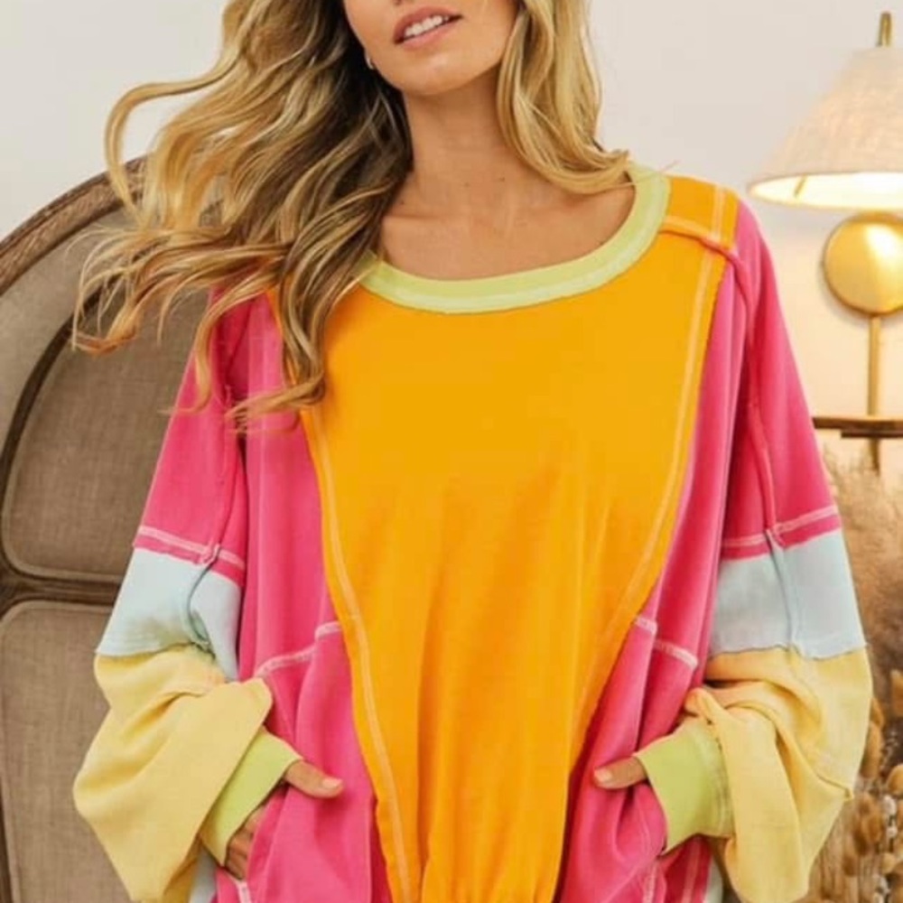 Colorful Patchwork Long Sleeve Top